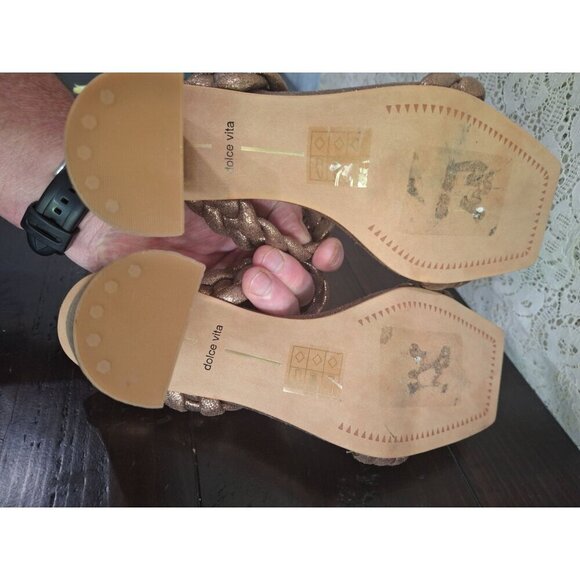 NWOB Dolce Vita Paily Bronze Braided Block Heeled Sandals/Sz. 7.5 - Picture 7 of 9